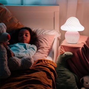 lampe LED veilleuse champignon en verre
